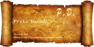 Pritz Dezsér névjegykártya